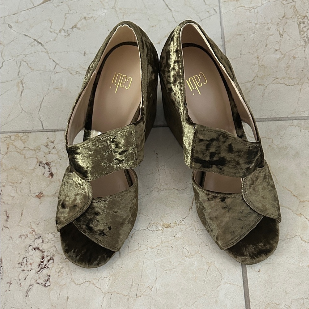 CAbi Green Velvet Heels